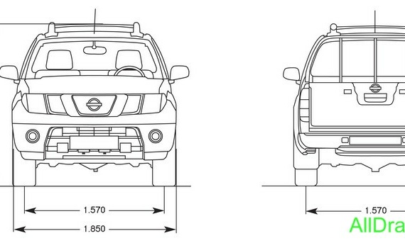 Nissan Navara (2005) (Ниссан Навара (2005)) - чертежи (рисунки) автомобиля